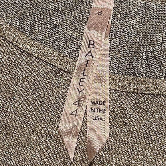 BAILEY 44 Metallic Sheer Chiffon & Flax/Lurex Pullover Sweater Top Tunic Blouse - Picture 4 of 5